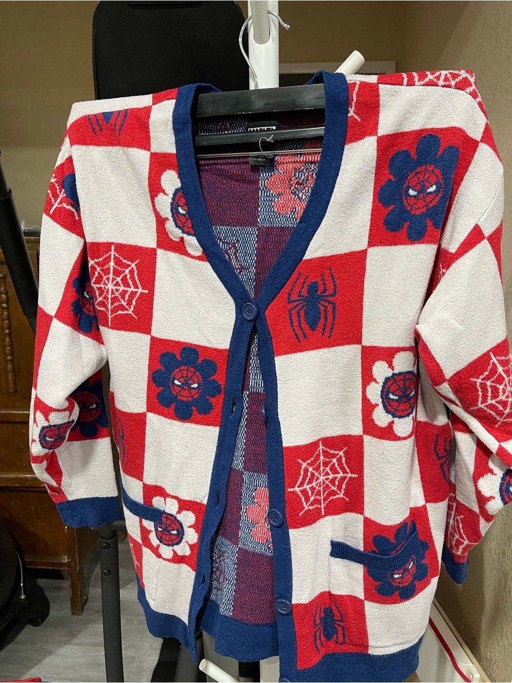 Marvel Red White and Blue Spiderweb Cardigan